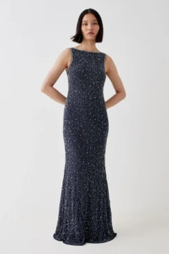 Coast Cowl Back Fishtail Sequin Maxi Dress