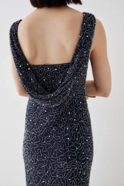 Coast Cowl Back Fishtail Sequin Maxi Dress -Coast Shop bcc05204 silver xl 4