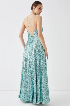 Coast Sequin Cross Back Maxi Prom Dress -Coast Shop bcc05205 blue xl 2