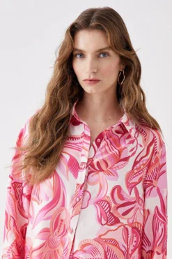 Coast Alexandra Farmer Border Print Shirt -Coast Shop bcc05208 pink xl 2