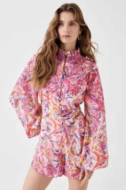 Coast Alexandra Farmer Premium Printed Blouse With Embroidery