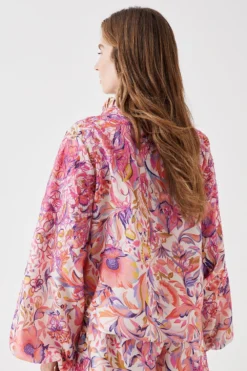 Coast Alexandra Farmer Premium Printed Blouse With Embroidery -Coast Shop bcc05221 coral xl 2