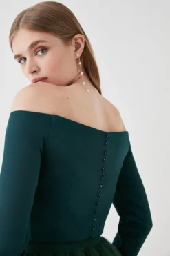 Coast Long Sleeve Bardot Button Back Bridal Outfitter Top -Coast Shop bcc05258 forest xl 3