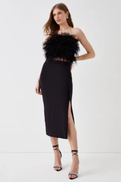 Coast Side Slit Slinky Jersey Midi Skirt