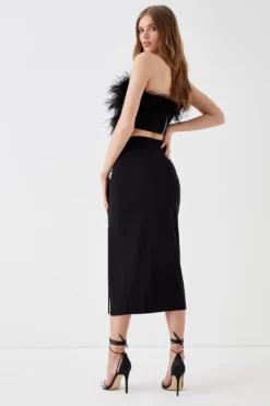 Coast Side Slit Slinky Jersey Midi Skirt -Coast Shop bcc05285 black xl 2
