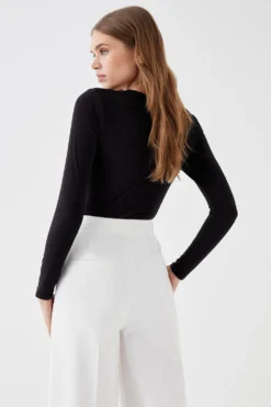 Coast Slinky Jersey Crew Neck Long Sleeve Bodysuit -Coast Shop bcc05303 black xl 2