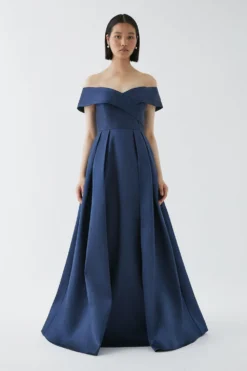 Coast Wrap Bardot Twill Bridesmaids Maxi Dress