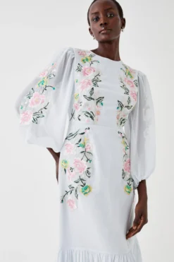 Coast Cut Out Back Embroidered Midi Dress -Coast Shop bcc05327 pale20blue xl 2