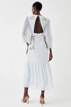 Coast Cut Out Back Embroidered Midi Dress -Coast Shop bcc05327 pale20blue xl 3