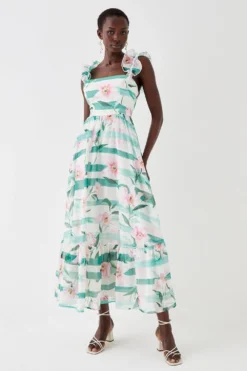 Coast Organza Frill Strap Full Midaxi Dress