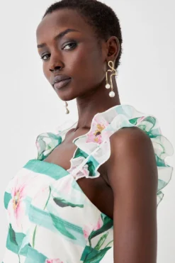 Coast Organza Frill Strap Full Midaxi Dress -Coast Shop bcc05374 green xl 2