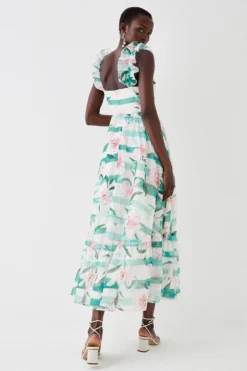 Coast Organza Frill Strap Full Midaxi Dress -Coast Shop bcc05374 green xl 3