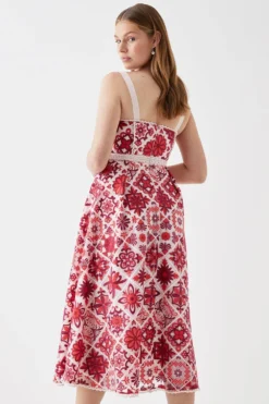 Coast Tile Embroidered Sundress -Coast Shop bcc05382 orange xl 2