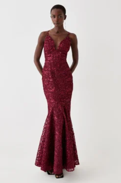 Coast Plunge Neck Bodycon Fishtail Maxi Dress