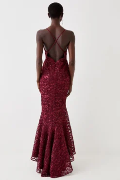 Coast Plunge Neck Bodycon Fishtail Maxi Dress -Coast Shop bcc05404 aubergine xl 3