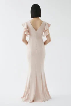 Coast Sculpting Crepe Frill Shoulder Bridesmaids Maxi Dress -Coast Shop bcc05405 blush xl 3