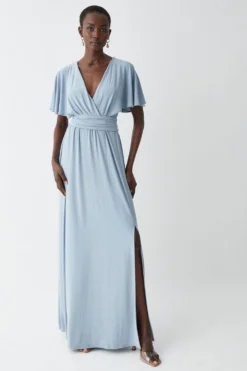 Coast Cape Detail Slinky Jersey Bridesmaids Maxi Dress