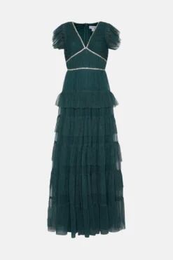 Coast Tiered Tulle Diamante Trim Bridesmaids Dress -Coast Shop bcc05409 forest xl 3
