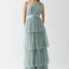 Coast One Shoulder Tiered Mesh Bridesmaids Dress