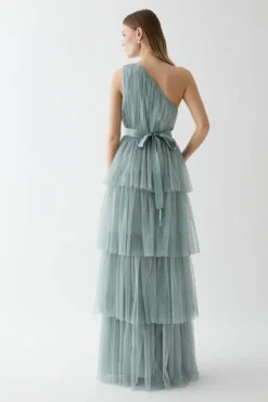 Coast One Shoulder Tiered Mesh Bridesmaids Dress -Coast Shop bcc05430 sage xl 2