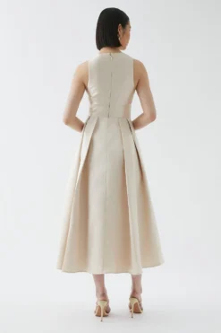 Coast Cross Neck Twill Bridesmaids Dress 5 Coast Cross Neck Twill Bridesmaids Dress -Coast Shop bcc05436 champagne xl 2