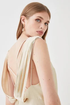 Coast Blouson Bodice Draped Back Satin Bridesmaids Maxi Dress -Coast Shop bcc05439 champagne xl 3