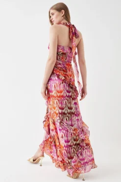 Coast Metallic Ruffle Wrap Maxi Dress -Coast Shop bcc05467 multi xl 3