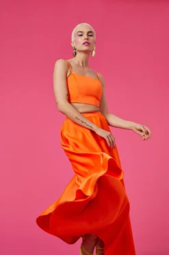 Coast Structured Satin Crop Top