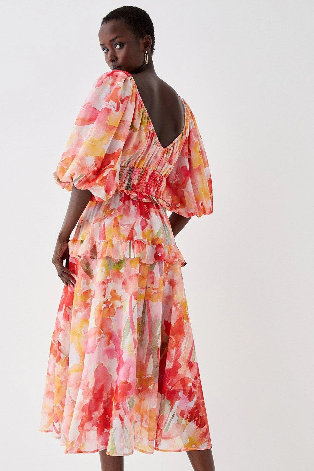 Coast Balloon Sleeve Flowing Midi Dress 4 Coast Balloon Sleeve Flowing Midi Dress - Image 4