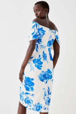 Coast Satin Jacquard Bardot Pencil Dress -Coast Shop bcc05514 white xl 3