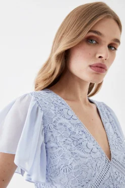 Coast Tiered Lace Pencil Dress With Pleat Tiers -Coast Shop bcc05522 blue xl 2