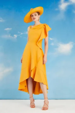 Coast Lisa Tan Ruffle One Shoulder Dress 7 Coast Lisa Tan Ruffle One Shoulder Dress -Coast Shop bcc05537 orange xl 3