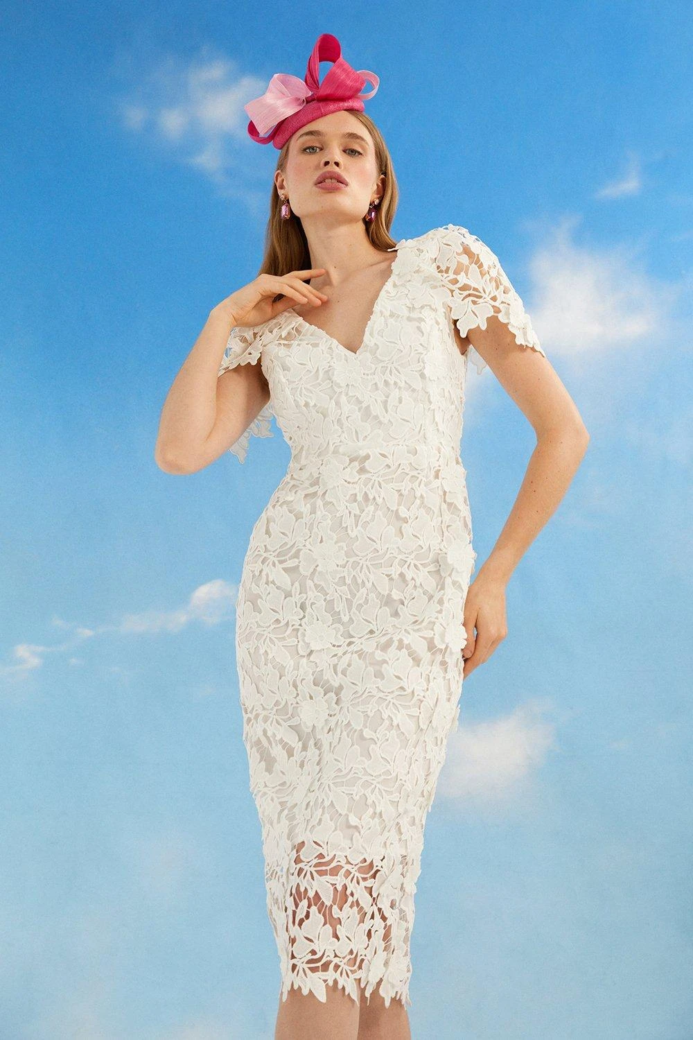 Coast Lisa Tan Cape Sleeve Lace Pencil Dress 1 Coast Lisa Tan Cape Sleeve Lace Pencil Dress