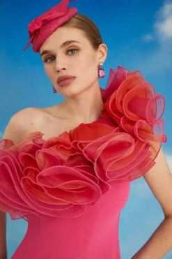 Coast Lisa Tan Organza Oversized Ruffle Pencil Dress 6 Coast Lisa Tan Organza Oversized Ruffle Pencil Dress -Coast Shop bcc05541 hot20pink xl 2