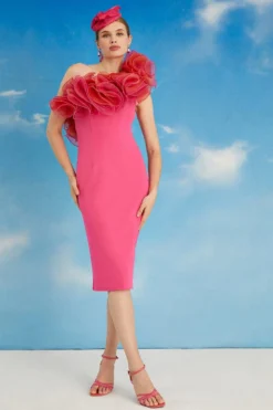 Coast Lisa Tan Organza Oversized Ruffle Pencil Dress 7 Coast Lisa Tan Organza Oversized Ruffle Pencil Dress -Coast Shop bcc05541 hot20pink xl 3