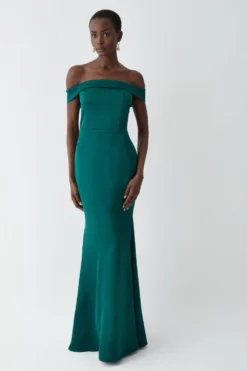 Coast Bardot Satin Bridesmaids Maxi Dress