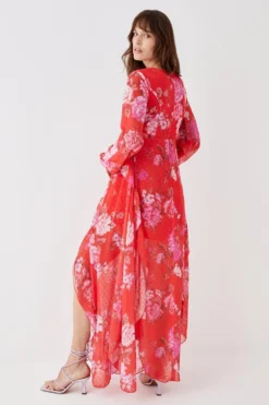 Coast Tie Front Textured Maxi Dress -Coast Shop bcc05564 red xl 3