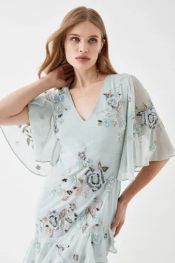 Coast Premium Hand Embellished Angel Sleeve Maxi Dress -Coast Shop bcc05574 sage xl 2