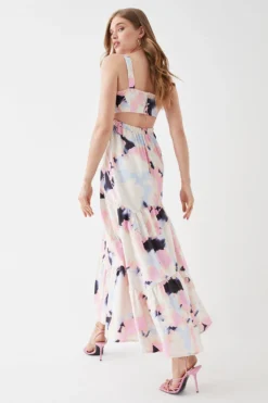 Coast Button Back Tiered Cotton Maxi Dress -Coast Shop bcc05582 multi xl 3