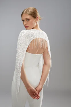 Coast Sequin And Bead Embellished Bridal Cape -Coast Shop bcc05606 ivory xl 3 scaled