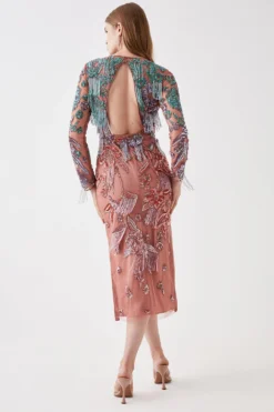 Coast Hand Embellished Floral Ombre Column Dress -Coast Shop bcc05677 multi xl 2