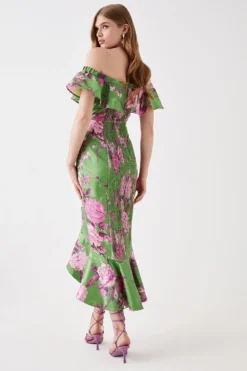 Coast Frill Hem Jacquard Pencil Dress -Coast Shop bcc05692 green xl 2