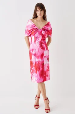 Coast Exaggerated Sleeve Twill Pencil Dress -Coast Shop bcc05694 pink xl 2