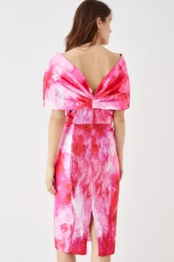 Coast Exaggerated Sleeve Twill Pencil Dress -Coast Shop bcc05694 pink xl 3