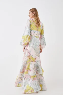 Coast The Collector Glossy Organza Frill Detail Wrap Dress -Coast Shop bcc05695 multi xl 3