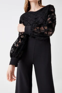 Coast Premium Crepe Lace Jumpsuit -Coast Shop bcc05699 black xl 2
