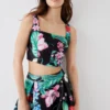 Coast Contrast Trim Printed Crop Top