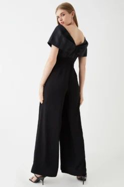 Coast Stripe Organza Bardot Jumpsuit -Coast Shop bcc05721 black xl 2