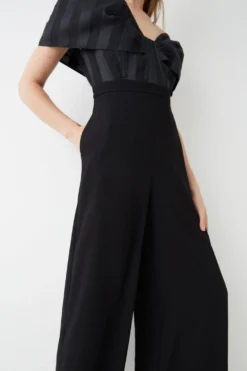 Coast Stripe Organza Bardot Jumpsuit -Coast Shop bcc05721 black xl 3