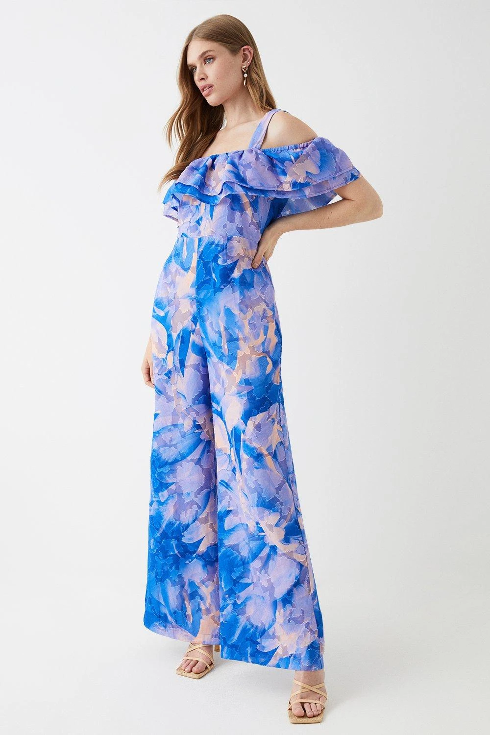 Coast Frill Top Georgette Jacquard Jumpsuit 1 Coast Frill Top Georgette Jacquard Jumpsuit